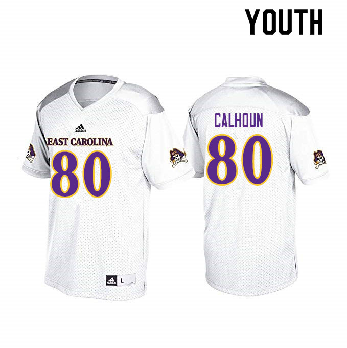 Youth #80 Shane Calhoun ECU Pirates College Football Jerseys Sale-White